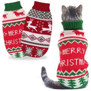 Warm Cozy Pet Sweaters for Cats and Small Dogs, Reindeer Snowflake Christmas Patterns