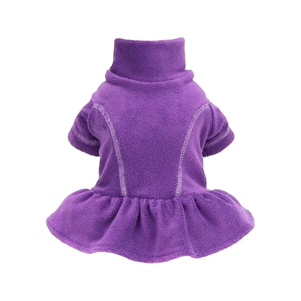 Warm Fleece Dress for Small Dogs Cats with Lavender Purple Color Thermal Fabric