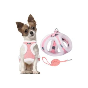 Warm Fleece Lined Dog Vest with Reflective Bands for Small and Medium Dogs in Pink