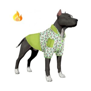 Warm Greyhound Pajamas for Large Breed Dogs with Flannel Fabric Eucalyptus Vert Prints