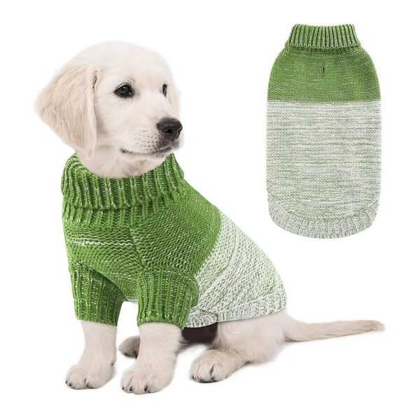 Warm Knitted Sweater for Small Medium Dogs with Leash Hole and Belt