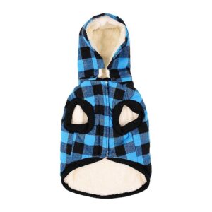 Warm Puppy Hooded Coats for Large Breeds XL Size Plaid Pattern Dog Sweater