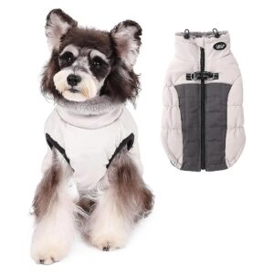 Warm Soft Fabric Reflective Waterproof Dog Coat with Adjustable Collar Medium Beige