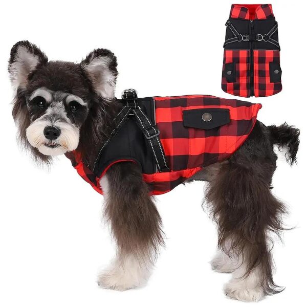 Warm Winter Dog Coat with Adjustable Straps and Reflective Accents for Small Medium Dogs