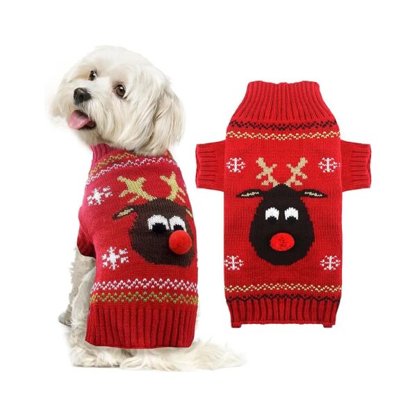 Warm and Cozy Red Turtleneck Dog Sweater for Small to Large Dogs