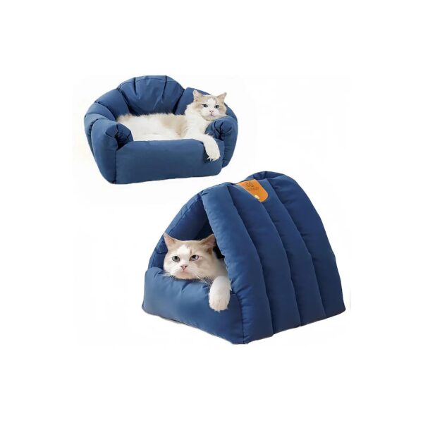 Warm and Cozy Winter Cat Bed for Small Pets with Removable Plush Cushion and Cover