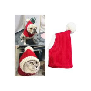 Warm and Soft Red Christmas Dog Snood Neck Ear Warmer Headband Hat for Pets