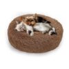 Warming Faux Fur and Plush Filling, Comfortable Round Design for Small Dogs and Cats