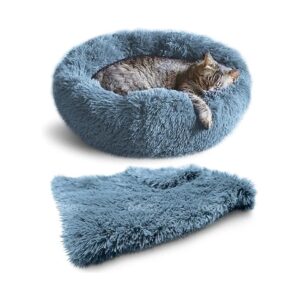 Washable Cat Bed Soft Comfy Calming Pet Bed Small Dog Bed with Blanket