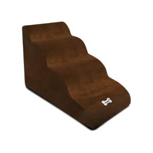 Washable Dark Brown Pet Stairs with High Support Sponge and Soft Climbing for Small Dogs