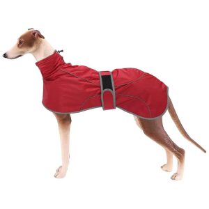 Washable Dog Winter Coat with Adjustable Bands and Warm Fleece Lining XXL Red