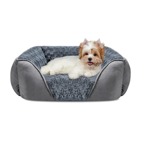 Washable Orthopedic Dog Bed with Faux Fur and Suede Fabric for Large Medium Small Puppies