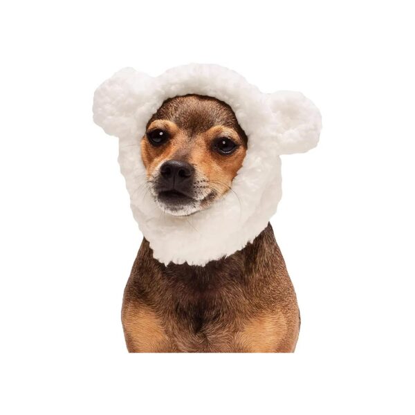 Washable Sherpa Flex-Fit Polar Bear Dog Hat Costume for Dogs XS-SM