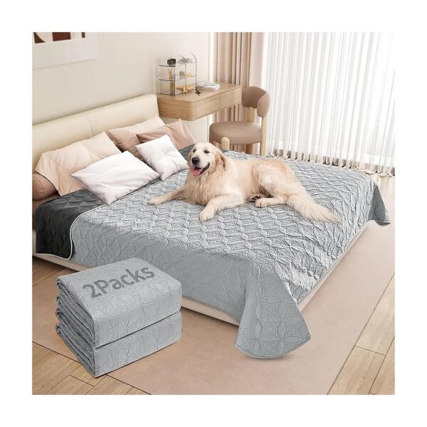 Water Resistant Dog Pet Blankets for Kids 54x82 Soft Reversible Grey