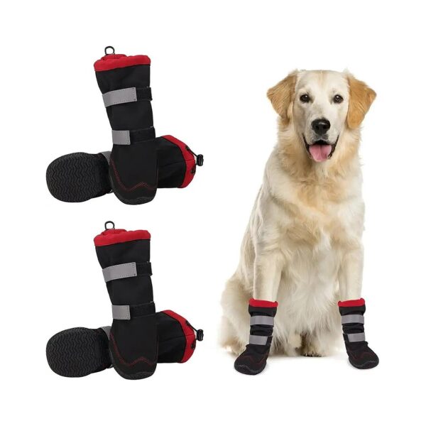 Water Resistant Dog Snow Boots for Large Medium Dogs with Anti-Slip Rubber Sole