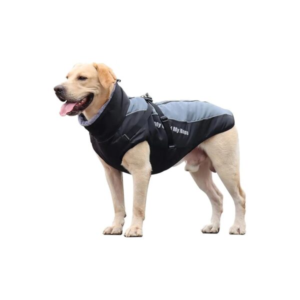 Water Resistant Dog Winter Vest with Reflective Stripes and Adjustable Furry Collar