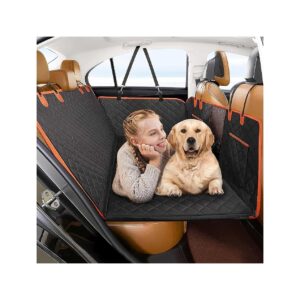 Waterproof Black Back Seat Dog Hammock with Storage Pockets for Car Travel Pet Bed