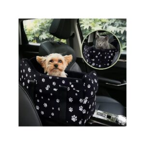 Waterproof Black Cotton Console Dog Car Seat for Small Dogs Under 15 Pounds