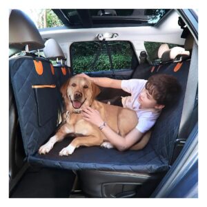 Waterproof Car Seat Cover with Reinforced Hard Bottom and Mesh Window for Large Dogs