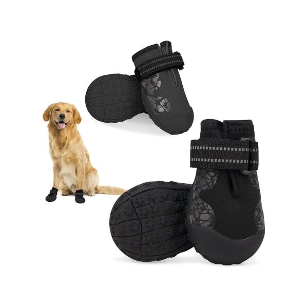 Waterproof Comedy Dog Boots for Large Medium Dogs - Reflective Strap and Anti Slip Sole