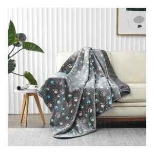 Waterproof Cozy Blanket for Small Medium Large Dogs and Cats with Gray Flannel