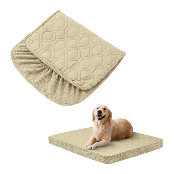 Waterproof Dog Bed Cover for Spills and Stains 53Lx40Wx6H Beige