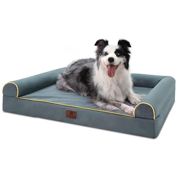 Waterproof Dog Bed with Bolster and Orthopedic Egg Foam, Removable and Washable Cover