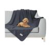 Waterproof Dog Blanket for Bed, Soft Cozy Reversible Fleece, Twin 60x80 Gray/Light Gray