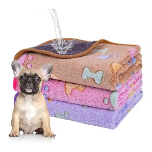 Waterproof Dog Blankets for Small Dogs - 3 Soft Fleece Blankets for Girl Dogs