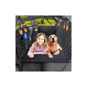 Waterproof Dog Car Seat Cover with Hard Plate and Storage Pockets for Car and SUV