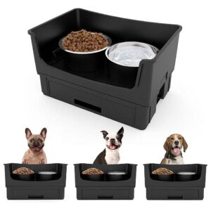 Waterproof Dog Feeder with Stainless Steel Bowls for Large Dogs