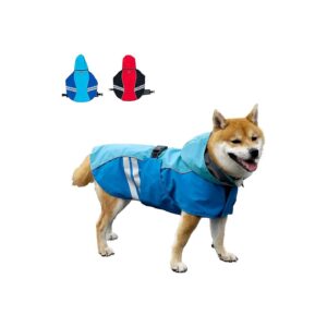 Waterproof Dog Jacket with Reflective Straps and Leash Hole for Medium Large Breeds