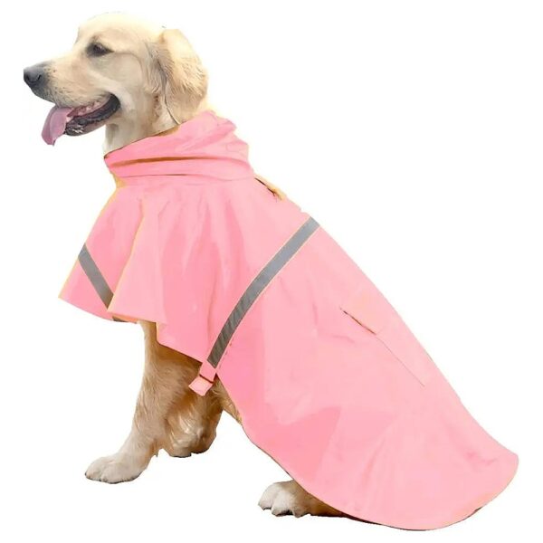 Waterproof Dog Raincoat for Large Breed Dogs with Reflective Hoodie