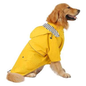 Waterproof Dog Raincoat with Double Layer and Hood for Small to Large Dogs Yellow XL