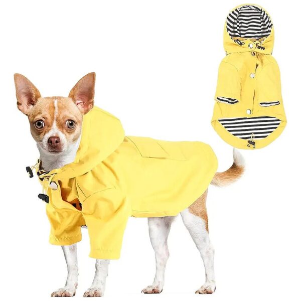 Waterproof Dog Raincoat with Hood and Adjustable Drawstring for Small and Medium Puppies