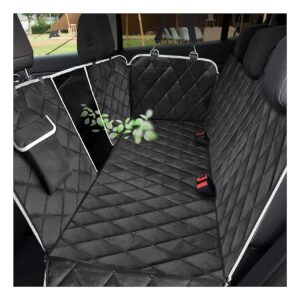 Waterproof Dog Seat Cover with Mesh Window and Storage Pocket for Universal Fit Vehicles