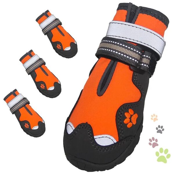 Waterproof Dog Shoes Size 2 Orange Soft Paw Protectors for Small Dogs