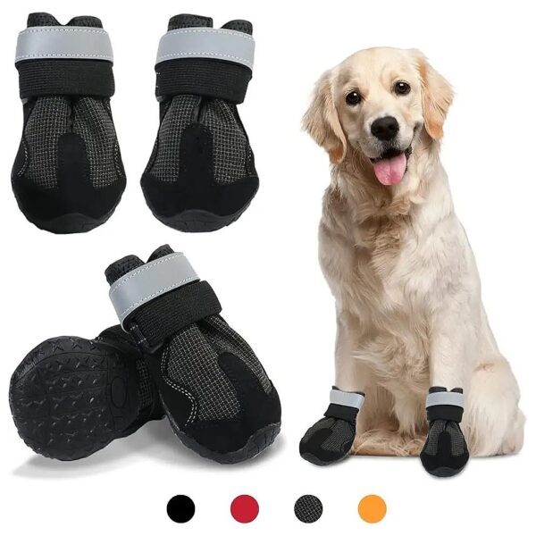 Waterproof Dog Shoes with Anti-Slip Sole, Reflective Straps, and Breathable Mesh, Size 8