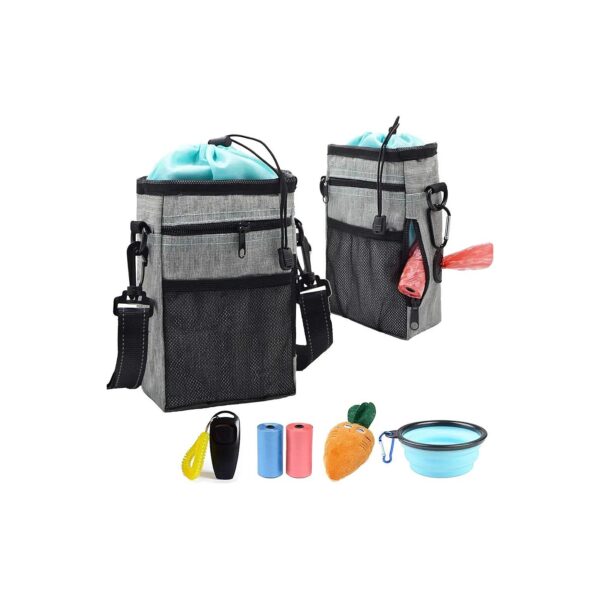 Waterproof Dog Training Bag with Poop Bag Holder, Adjustable Waist Strap, and Storage