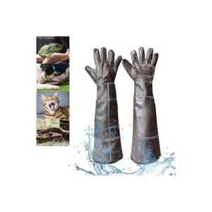 Waterproof Gloves for Animal Handling and Grooming with Reinforced Leather for Protection