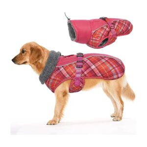 Waterproof Large Dog Jacket for Cold Weather, Reflective Snow Coat with Adjustable Buckle