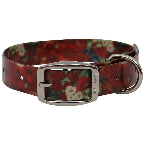 Waterproof, Odorless Dog Collar for Outdoor Lovers Red Poppies 13-19 Size