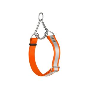 Waterproof Orange Dog Collar with Herm Sprenger Chain