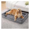 Waterproof Orthopedic Dog Bed with Nonskid Bottom and Separate Bolster for Big Dogs