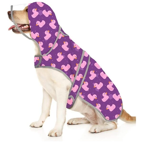 Waterproof Purple Dog Raincoat with Clear Hood for Small Medium Large Dogs