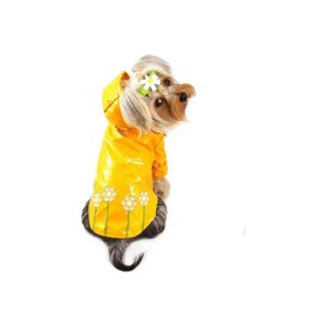 Waterproof Raincoat for Large Dogs with Soft and Cozy Cotton Lining and Daisy Decoration