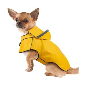 Waterproof Raincoat for Medium Dogs with Adjustable Hood and Velcro Belly Strap