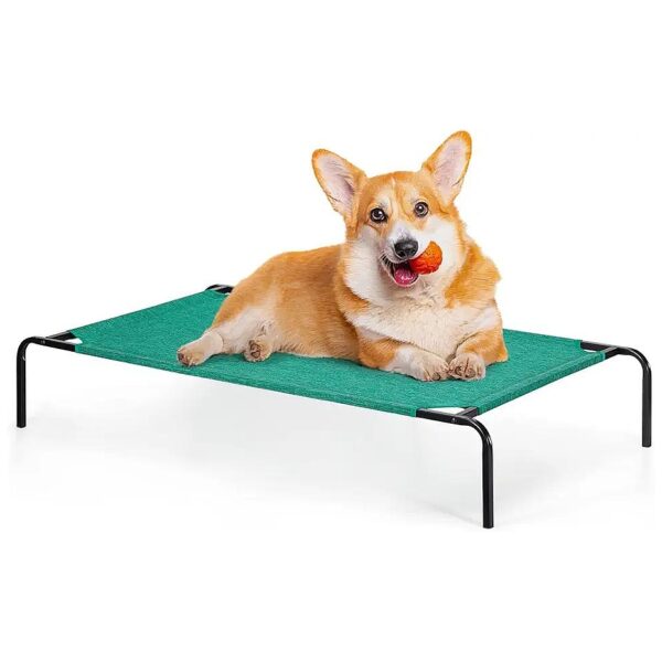 Waterproof Raised Pet Bed for Small to Medium Dogs and Cats Green Polyester Fabric