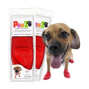 Waterproof Red Rubber Dog Boots for Small Paws Up to 2 1/2