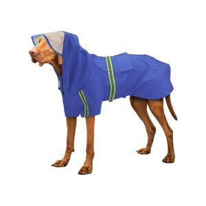 Waterproof Reflective Large Dog Raincoat with Hood for Medium Large Breeds Dark Blue 4XL